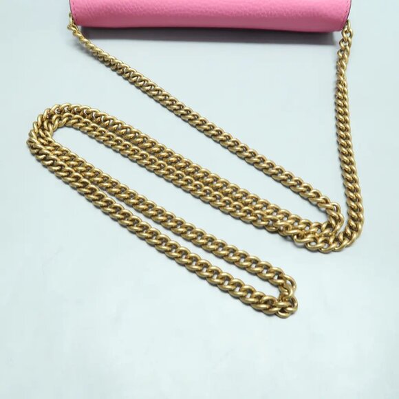 GUCCI GG Marmont Chain Wallet Pink Leather Shoulder Bag 859-012825 - Picture 6 of 12